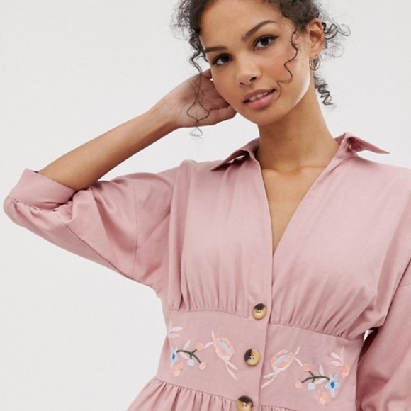 ASOS Embroidered Tea Linen Jumpsuit - Picture 3 of 12